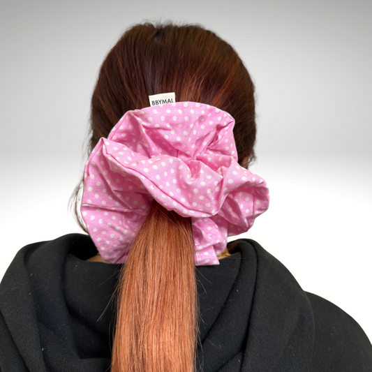 XXL Scrunchie - Pink White Dots