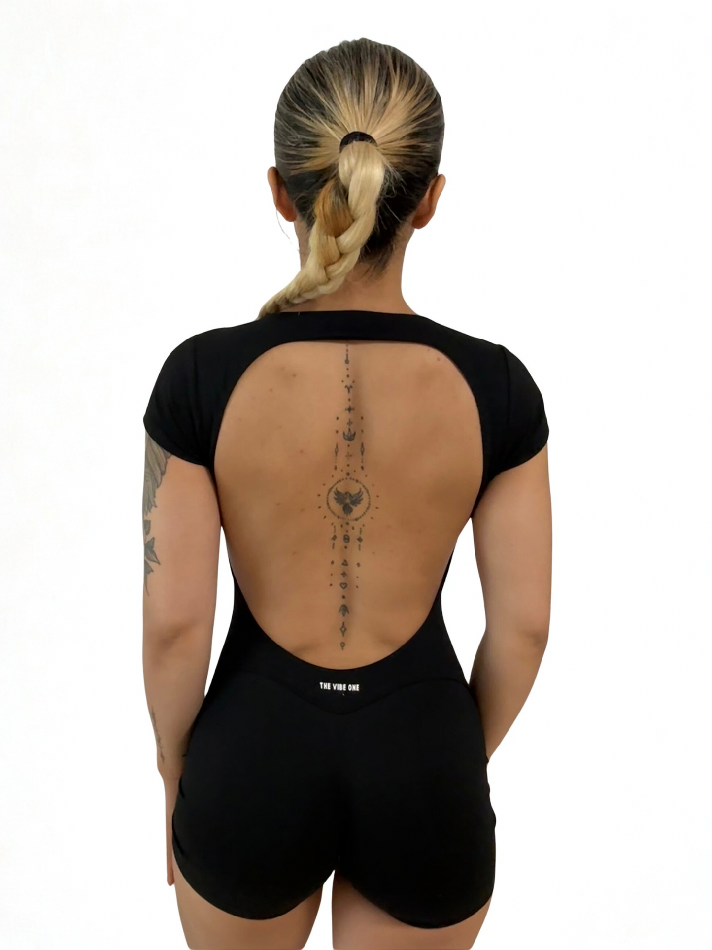 Open Back Jumpsuit Short - Black