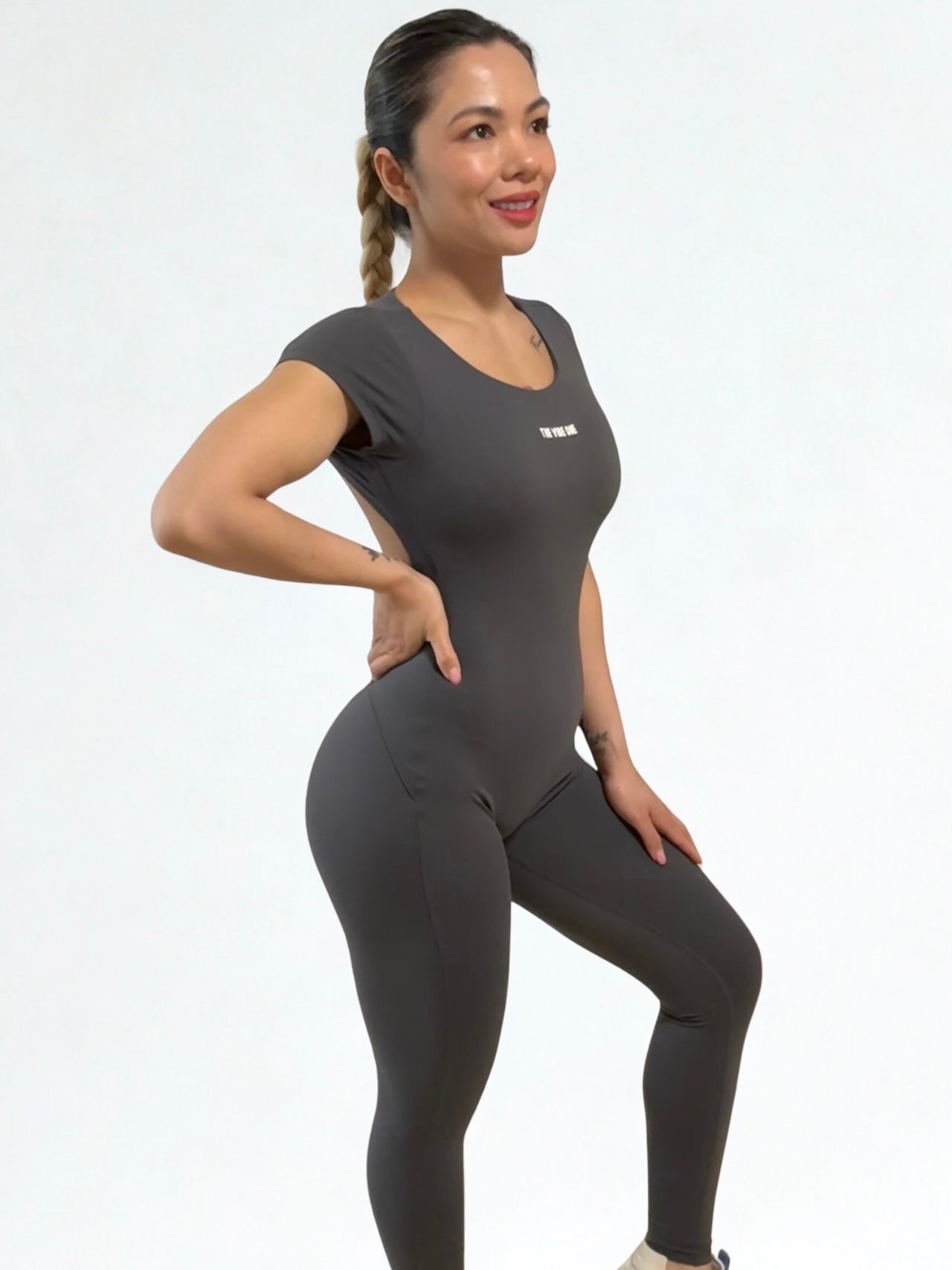 Open Back Jumpsuit Long - Grey