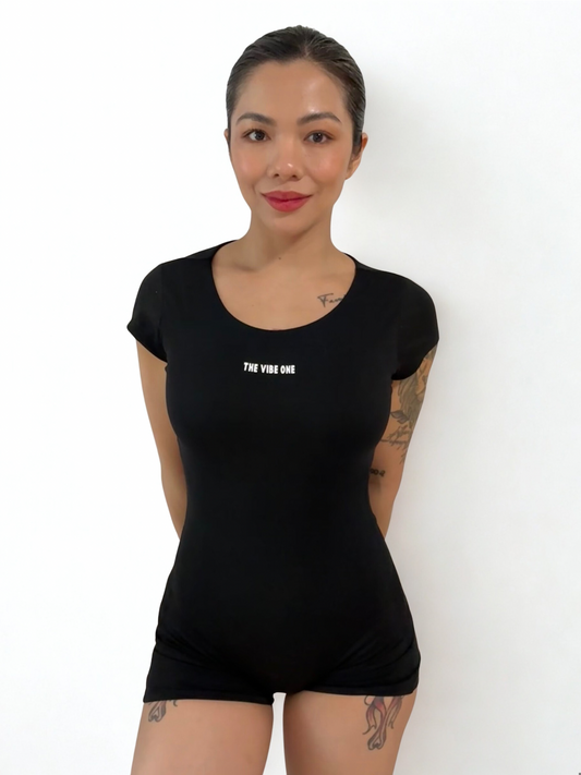 Open Back Jumpsuit Short - Black