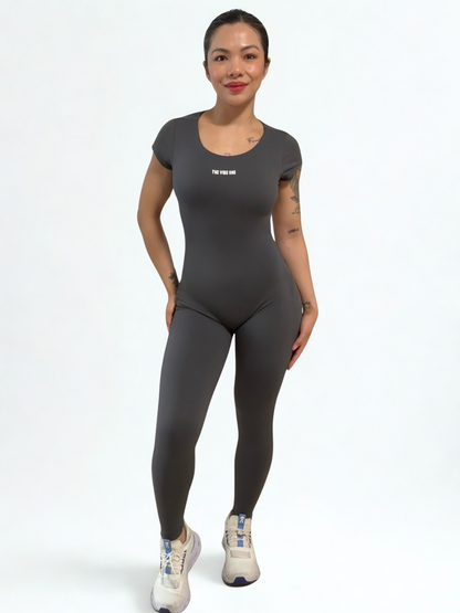 Open Back Jumpsuit Long - Grey