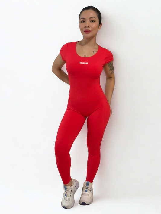 Open Back Jumpsuit Long - Red