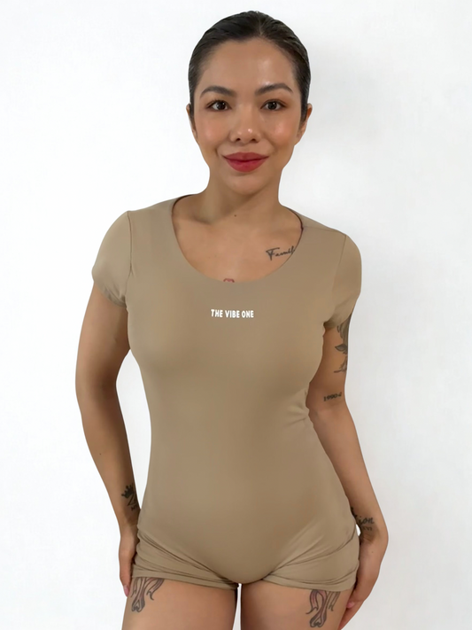 Open Back Jumpsuit Short - Brown Sugar