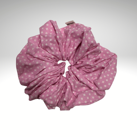 XXL Scrunchie Pink White Dots
