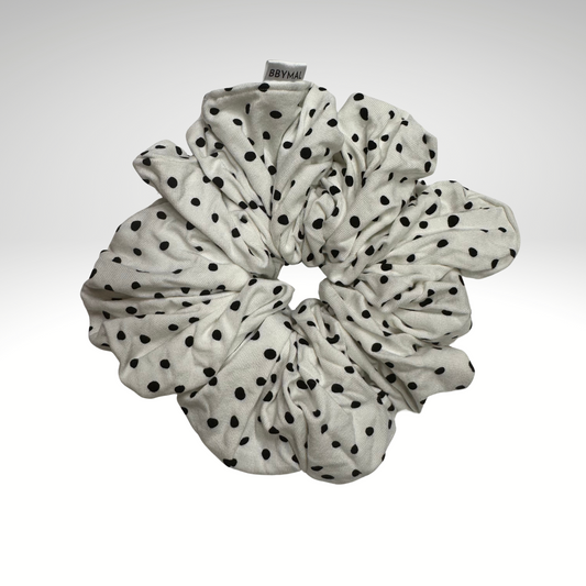 XXL Scrunchie White Black Dots